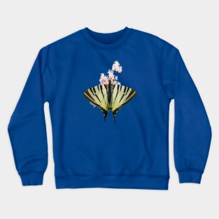 Swallowtail On Wild Garlic Flowers Cut Out Crewneck Sweatshirt